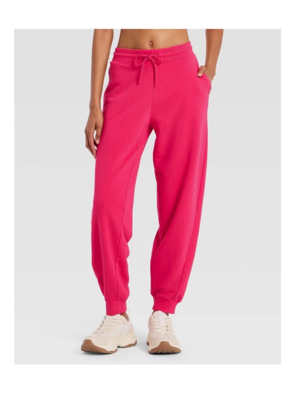 JoyLab French Terry Mid-Rise Jogger Sweatpants (Hot Pink - Medium)